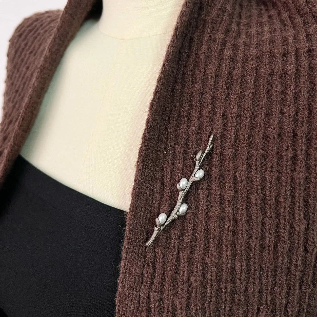 Vintage Branch Brooch Wood Pearl Alloy Pin sold by FloralTrip