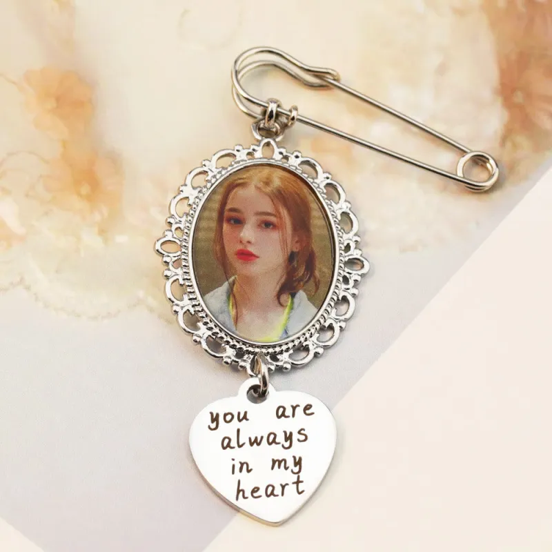 Custom Your Photos Brooch With Warm Taxt Wedding Gift sold by FloralTrip