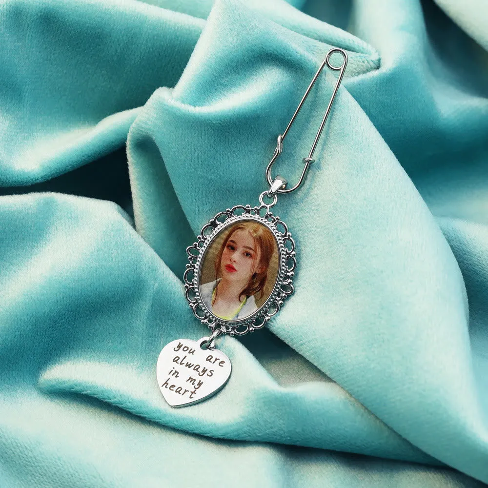 Custom Your Photos Brooch With Warm Taxt Wedding Gift sold by FloralTrip product image thumbnail 5