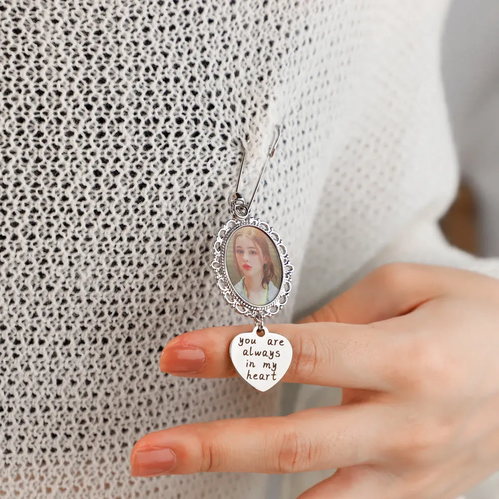 Custom Your Photos Brooch With Warm Taxt Wedding Gift sold by FloralTrip product image thumbnail 3