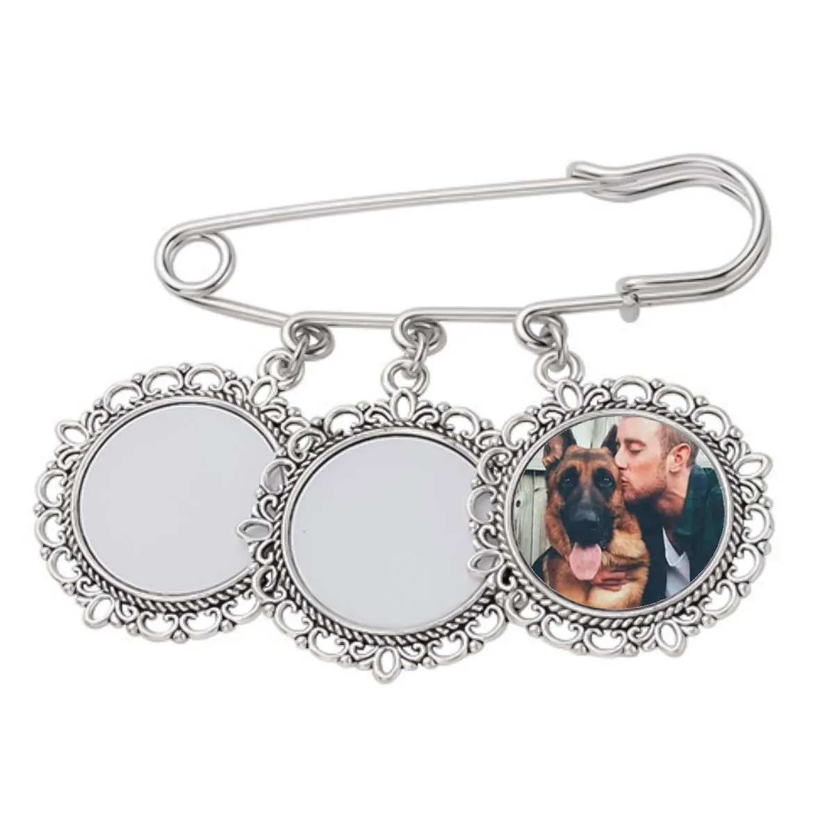 Custom Your Photos Brooch Round Stainless Pendant Brooch sold by FloralTrip product image thumbnail 4