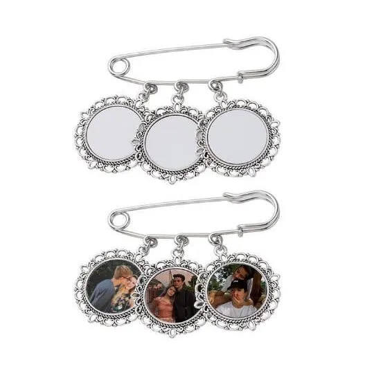 Custom Your Photos Brooch Round Stainless Pendant Brooch sold by FloralTrip