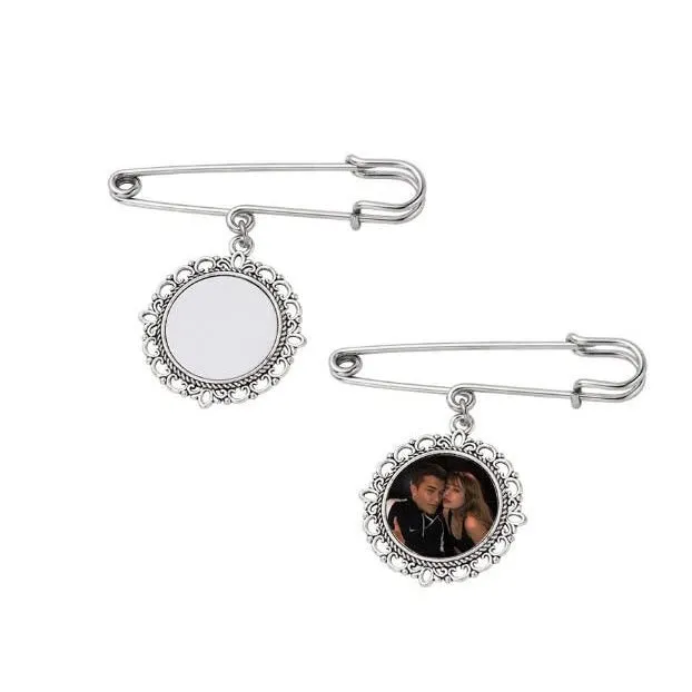 Custom Your Photos Brooch Round Stainless Pendant Brooch sold by FloralTrip product image thumbnail 3