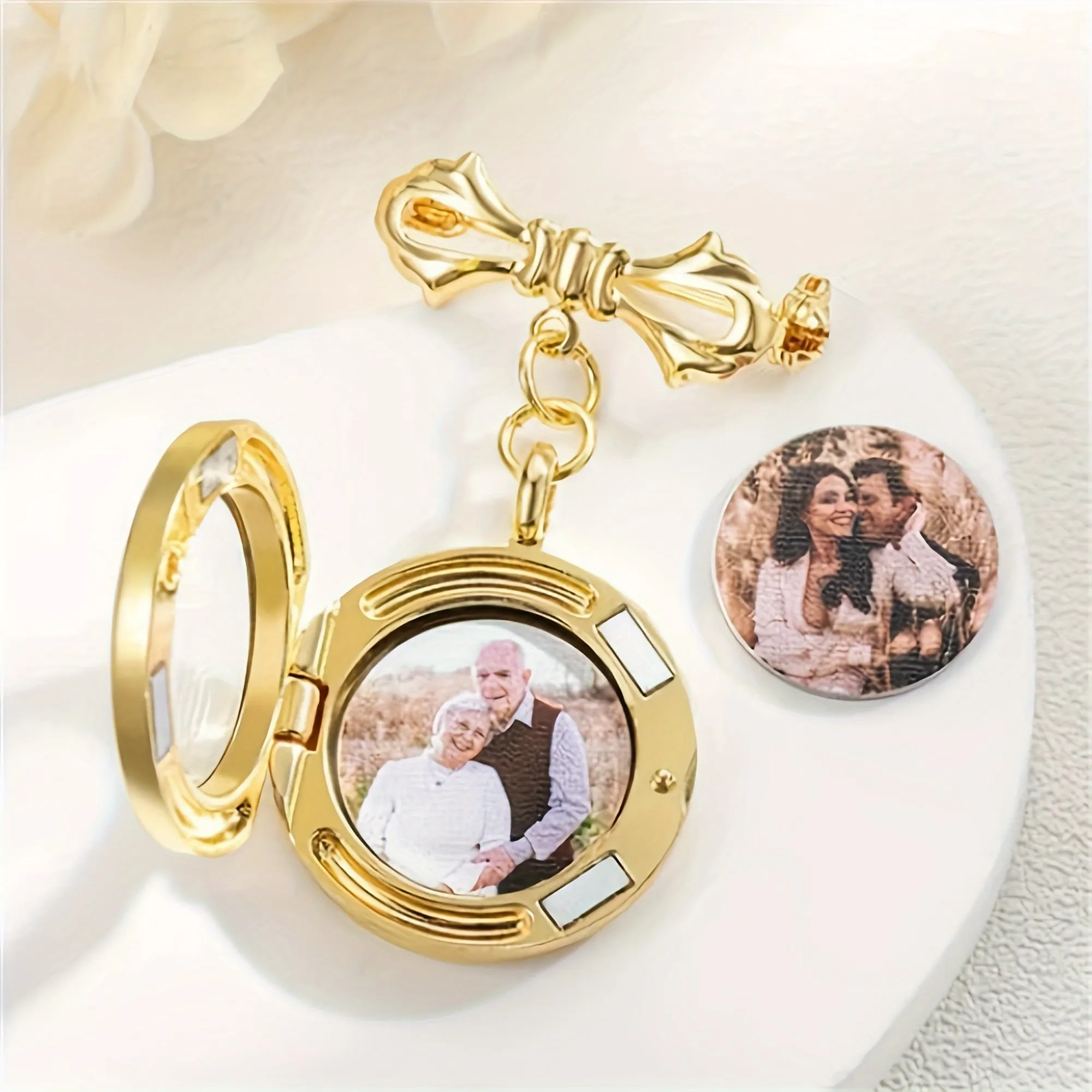 Custom Your Photo Bow Brooch Memorial Metal Brooch sold by FloralTrip
