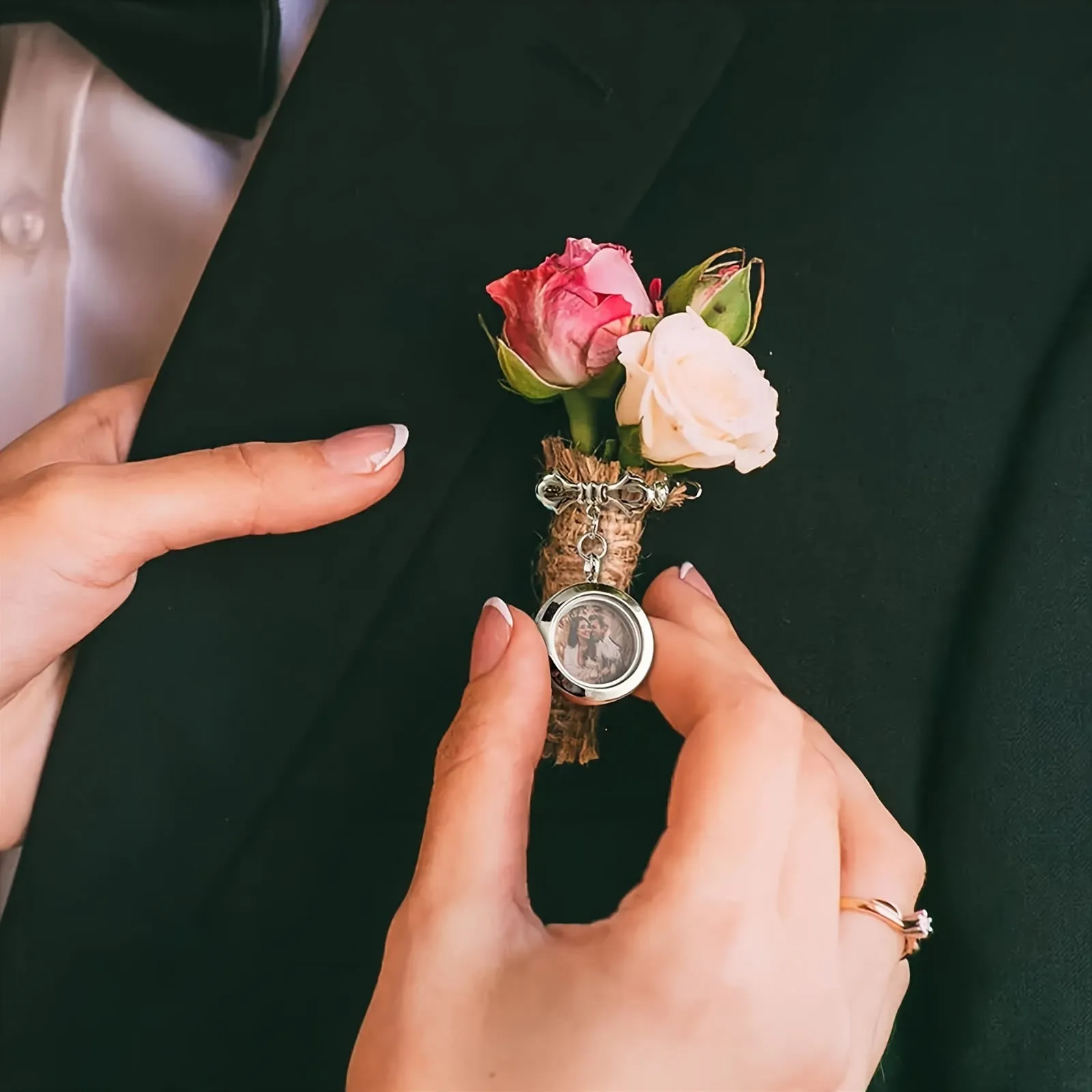 Custom Your Photo Bow Brooch Memorial Metal Brooch sold by FloralTrip product image thumbnail 3