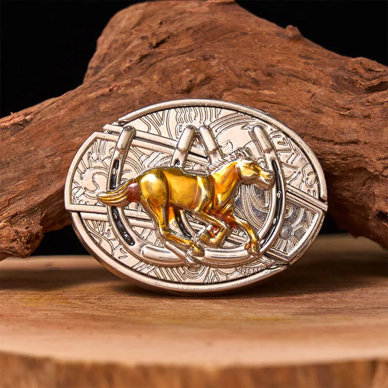 U Shaped Horse DIY Hidden Knife Western Buckle Leather Belt sold by FloralTrip