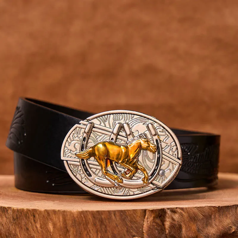 U Shaped Horse DIY Hidden Knife Western Buckle Leather Belt sold by FloralTrip product image thumbnail 4