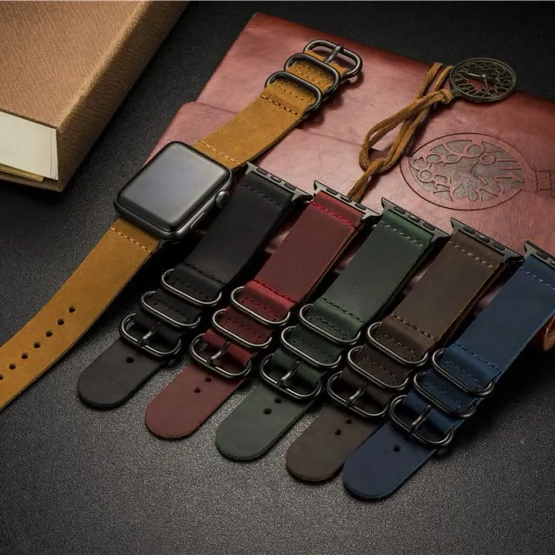 Unique Three-Ring Genuine Leather Watch Band sold by FloralTrip