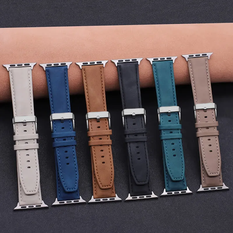 Solid Color Fashion Crazy Horse Leather Watch Band sold by FloralTrip