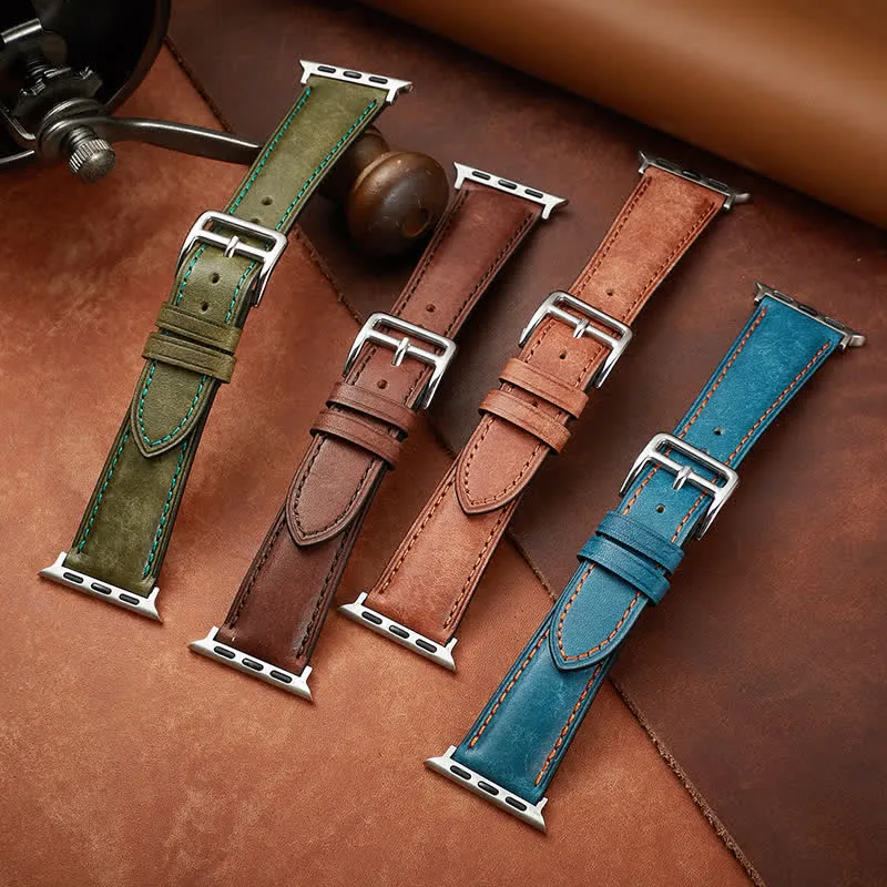 Retro Polished Real Genuine Leather Watch Band sold by FloralTrip