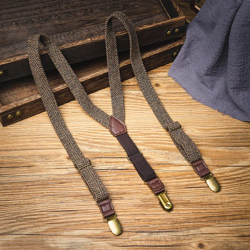 Kid's British Style Vintage Herringbone Plaid Elastic Suspenders sold by FloralTrip product image thumbnail 3