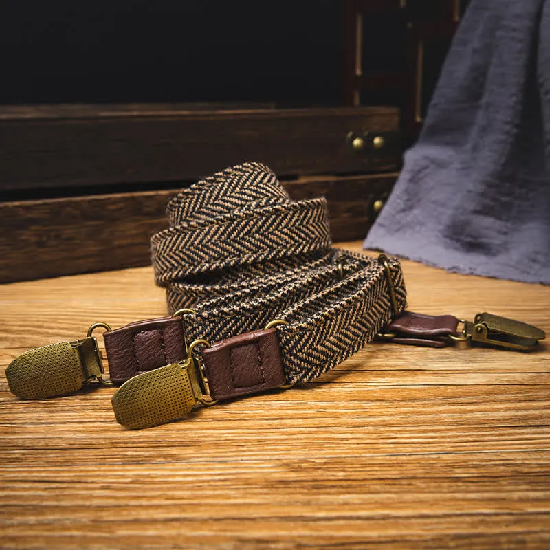 Kid's British Style Vintage Herringbone Plaid Elastic Suspenders sold by FloralTrip product image thumbnail 2