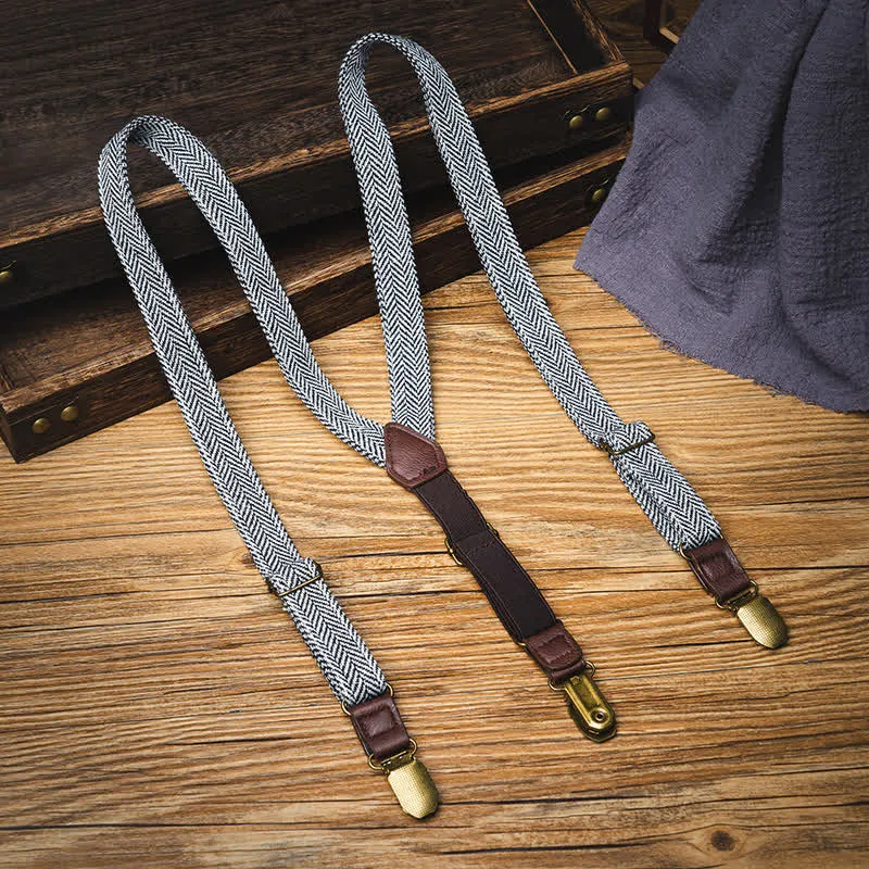 Kid's British Style Vintage Herringbone Plaid Elastic Suspenders sold by FloralTrip product image thumbnail 4