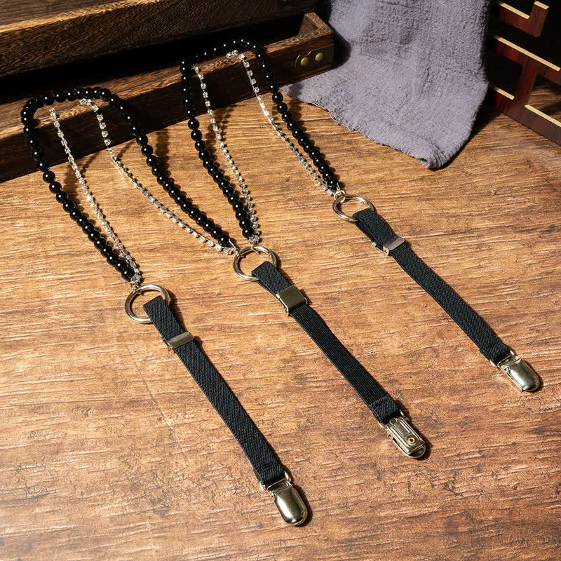 Women's Fashion Black Faux Pearl Chain Elastic Suspenders sold by FloralTrip
