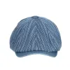 Artist Painter Striped Washed Denim Octagonal Beret Cap sold by FloralTrip
