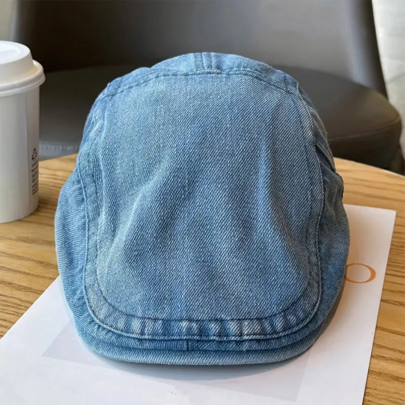 Classic Denim Adjustable Flat Cap Beret Cap sold by FloralTrip product image thumbnail 4