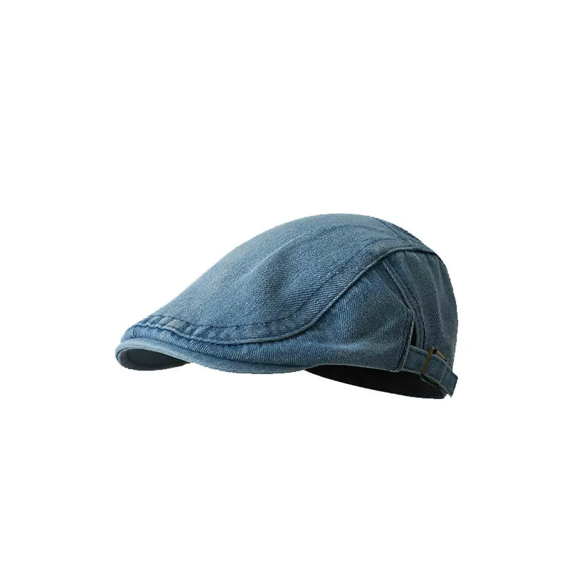 Classic Denim Adjustable Flat Cap Beret Cap sold by FloralTrip