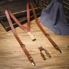 Brown Retro Style Elastic Adjustable Leather Suspenders sold by FloralTrip