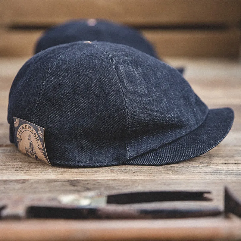 Men's Streeetwear Denim Short Brim Octagonal Newsboy Beret Cap sold by FloralTrip product image thumbnail 4