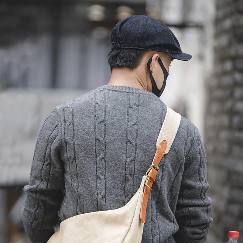 Men's Streeetwear Denim Short Brim Octagonal Newsboy Beret Cap sold by FloralTrip product image thumbnail 2