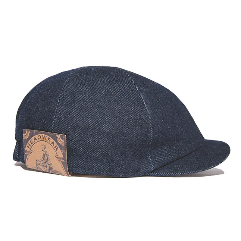 Men's Streeetwear Denim Short Brim Octagonal Newsboy Beret Cap sold by FloralTrip