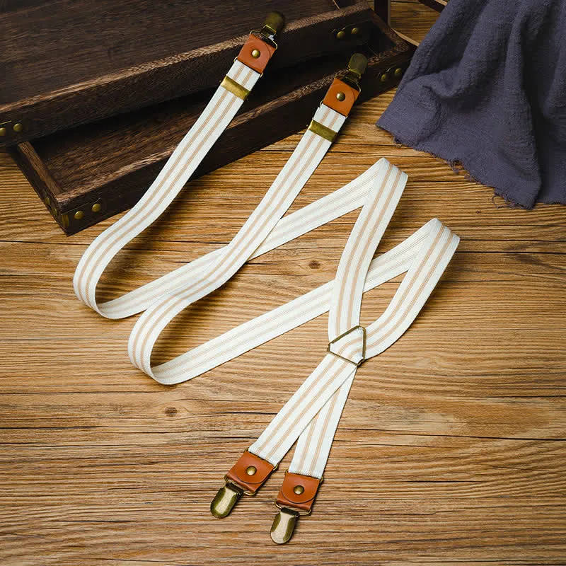 Clean White Striped Elastic Straps X-back Suspenders sold by FloralTrip product image thumbnail 3