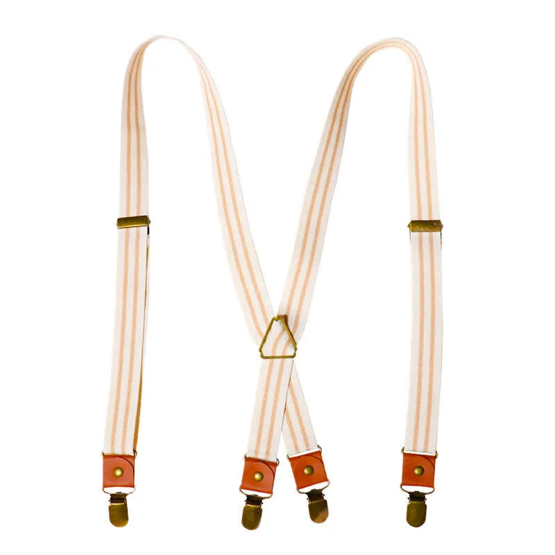 Clean White Striped Elastic Straps X-back Suspenders sold by FloralTrip product image thumbnail 5