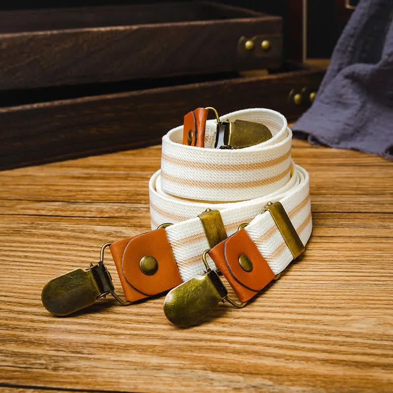 Clean White Striped Elastic Straps X-back Suspenders sold by FloralTrip product image thumbnail 2