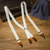 Clean White Striped Elastic Straps X-back Suspenders sold by FloralTrip