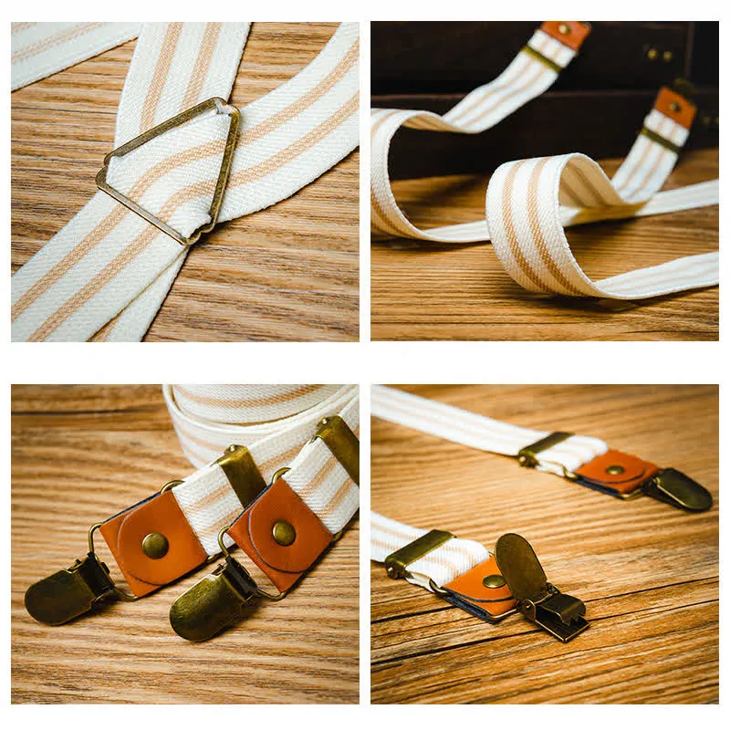 Clean White Striped Elastic Straps X-back Suspenders sold by FloralTrip product image thumbnail 4