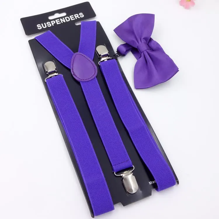 2Pcs Solid Color Bow Tie 3-Clips Adjustable Suspenders Set sold by FloralTrip product image thumbnail 5