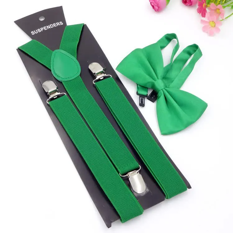 2Pcs Solid Color Bow Tie 3-Clips Adjustable Suspenders Set sold by FloralTrip product image thumbnail 4