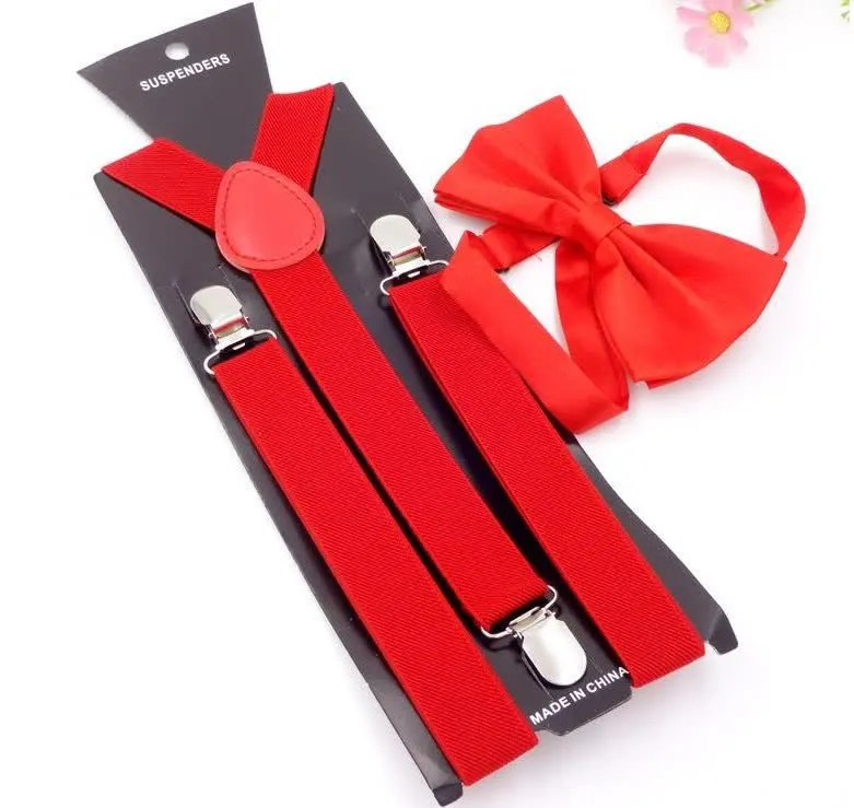 2Pcs Solid Color Bow Tie 3-Clips Adjustable Suspenders Set sold by FloralTrip product image thumbnail 2