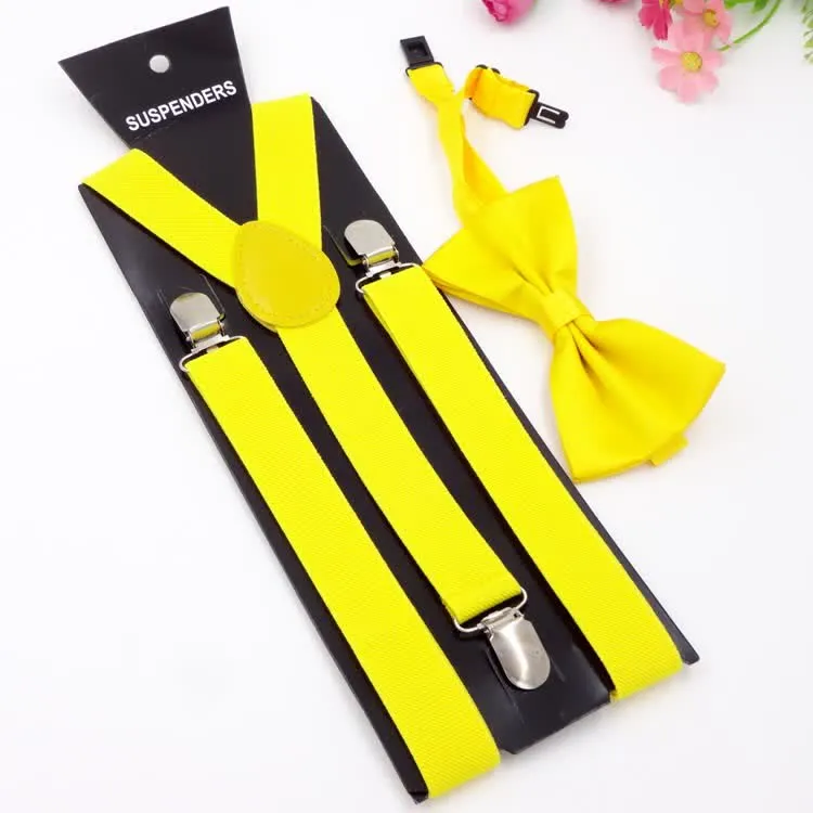 2Pcs Solid Color Bow Tie 3-Clips Adjustable Suspenders Set sold by FloralTrip product image thumbnail 3