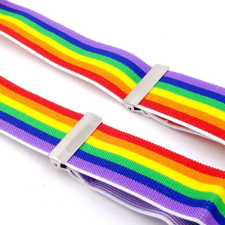 Rainbow Colorful Striped Strap 3-Clips Adjustable Suspenders sold by FloralTrip product image thumbnail 4