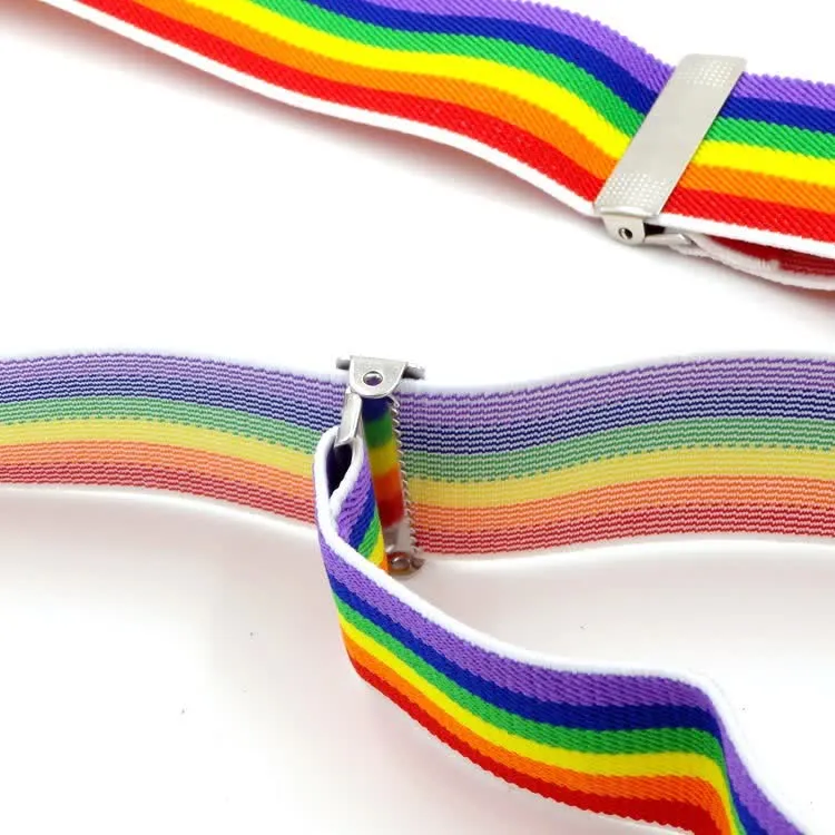 Rainbow Colorful Striped Strap 3-Clips Adjustable Suspenders sold by FloralTrip product image thumbnail 5