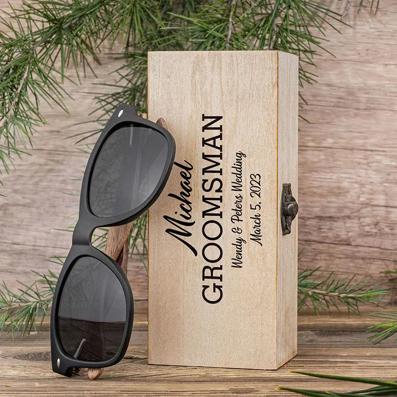 Sunshade Mirror Sunglasses Custom Name Wooden Case sold by FloralTrip product image thumbnail 2