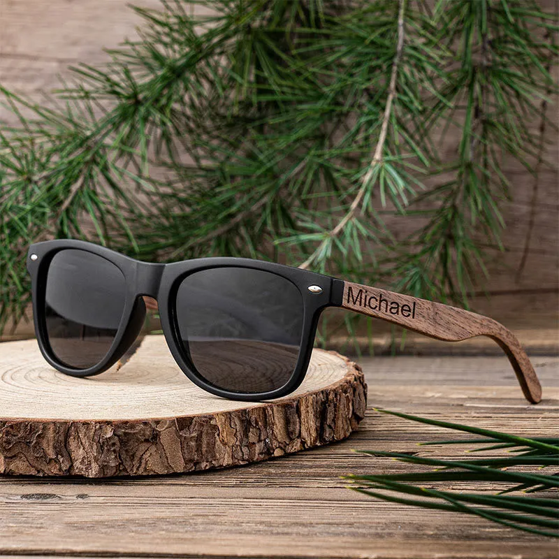 Sunshade Mirror Sunglasses Custom Name Wooden Case sold by FloralTrip product image thumbnail 3