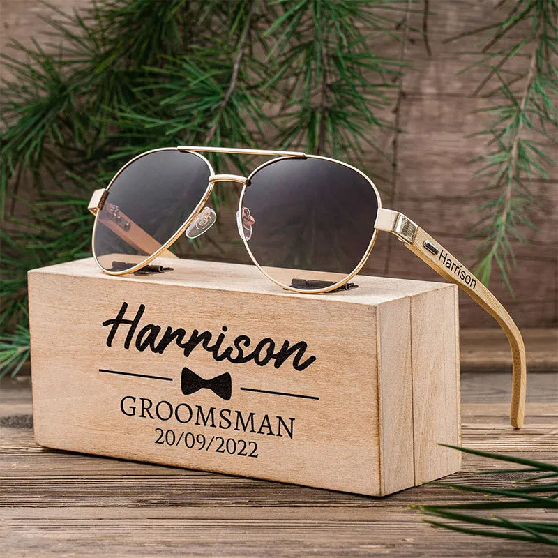 Outdoor Sunglasses Custom Name Wooden Case sold by FloralTrip