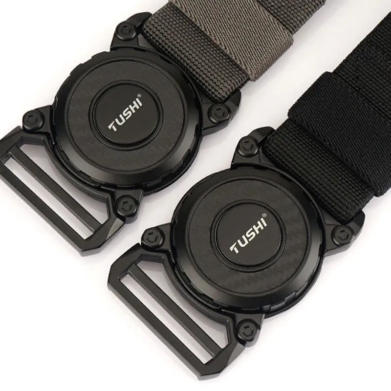 Men's Tactical Belt Round Buckle Quick Release Elastic Belt sold by FloralTrip product image thumbnail 4