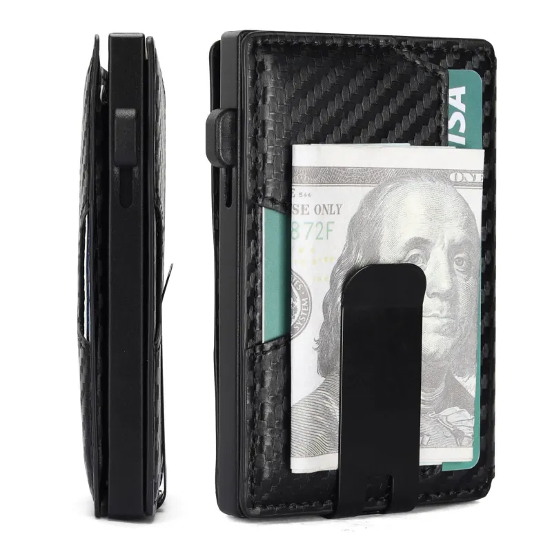 Multi Slots Smart Pop Up Black Leather Card Wallet sold by FloralTrip