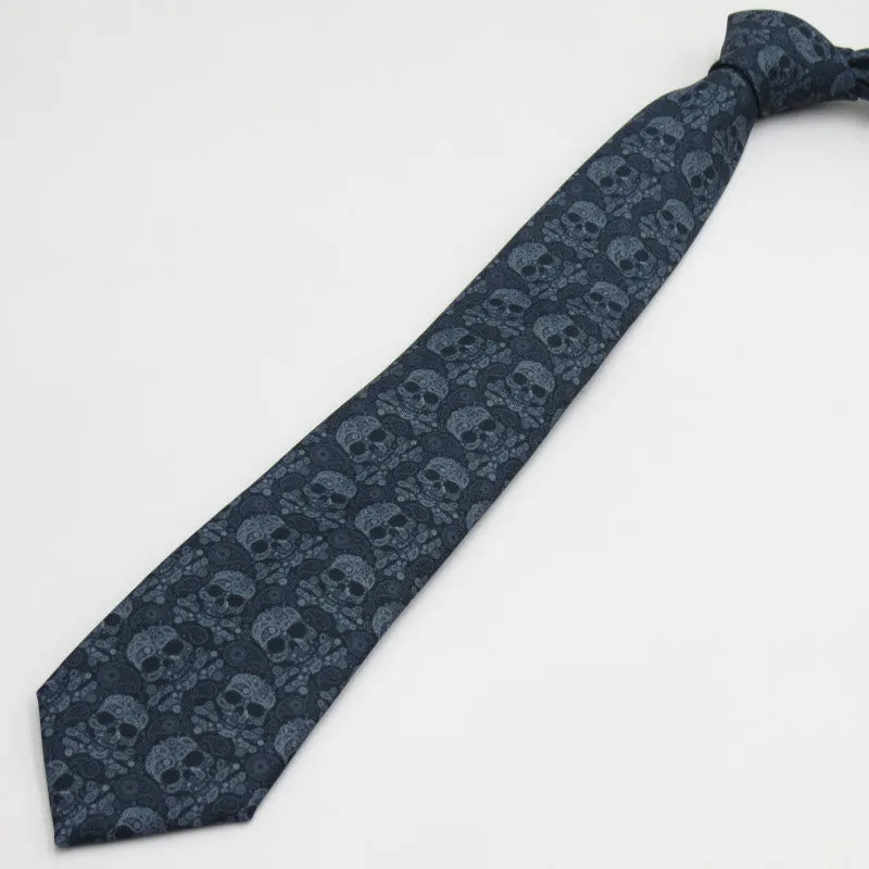 Men's Gray Skull Head Floral Pattern Necktie sold by FloralTrip product image thumbnail 2