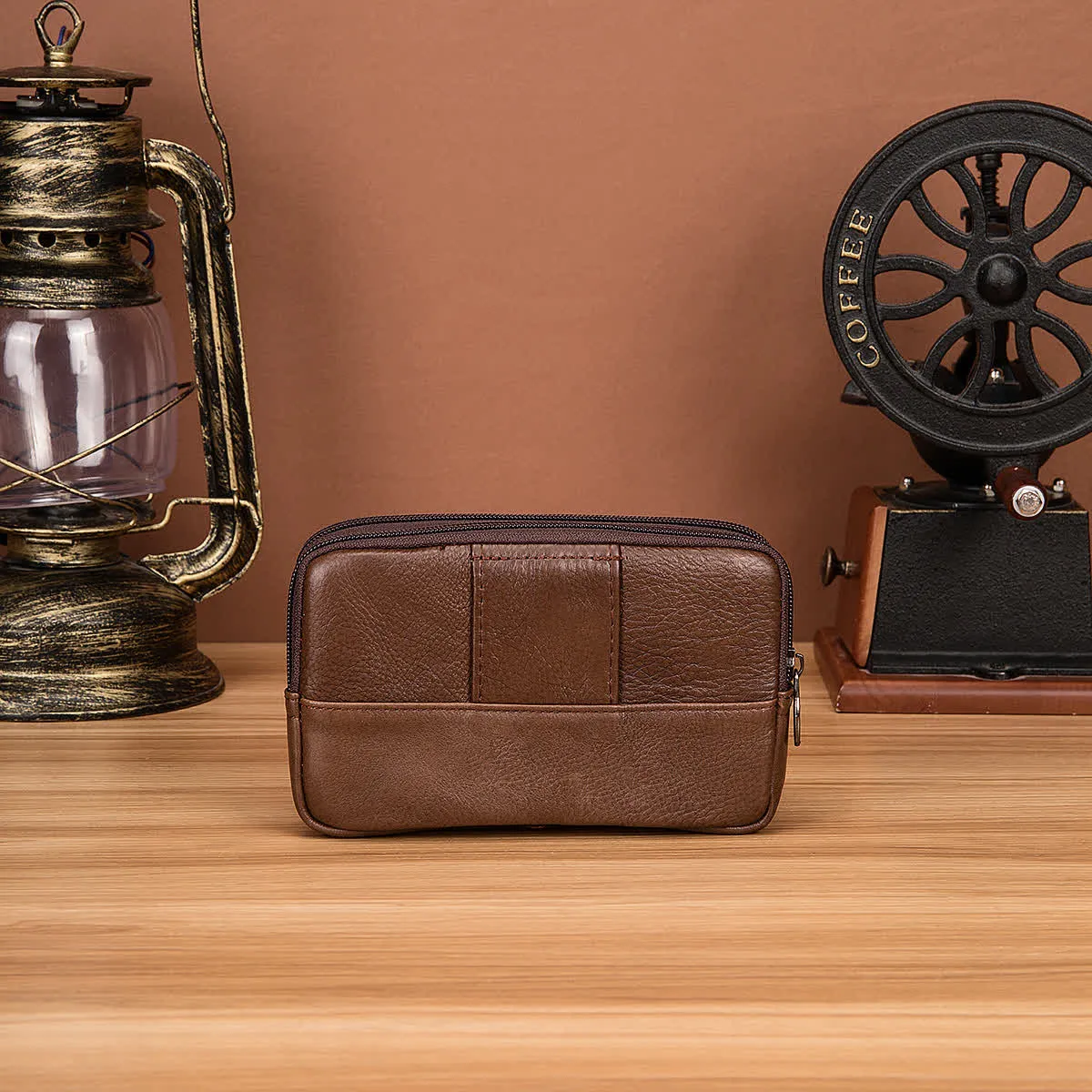 Card Holder Casual Simple Horizontal Zipper Leather Belt Bag sold by FloralTrip product image thumbnail 5