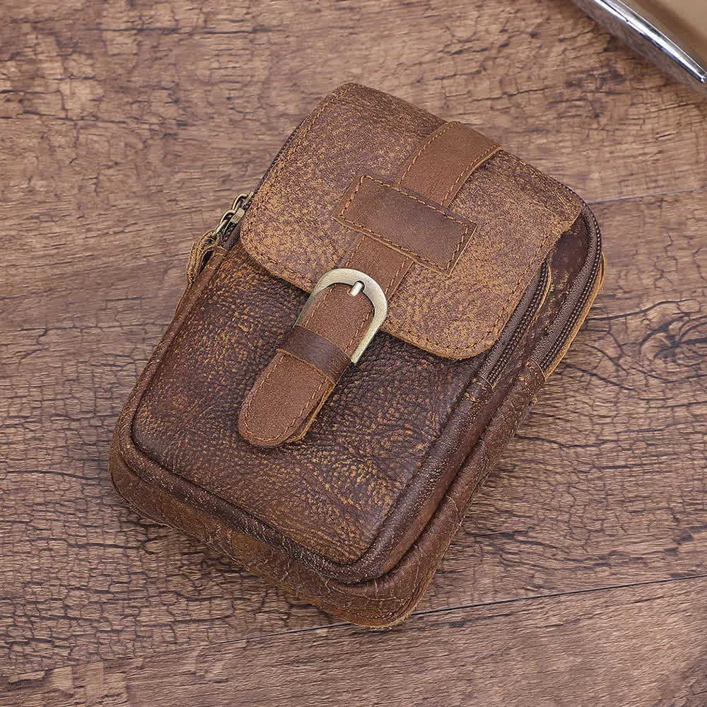 Retro Elegant Travel Fanny Pack Zipper Leather Belt Bag sold by FloralTrip product image thumbnail 2