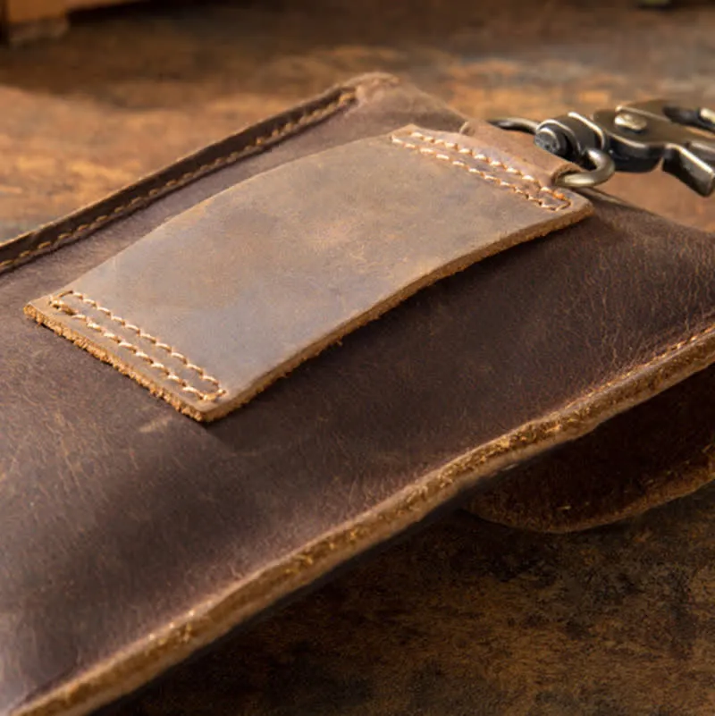 Skull Vertical Crazy Horse Mobile Phone Leather Belt Bag sold by FloralTrip product image thumbnail 5