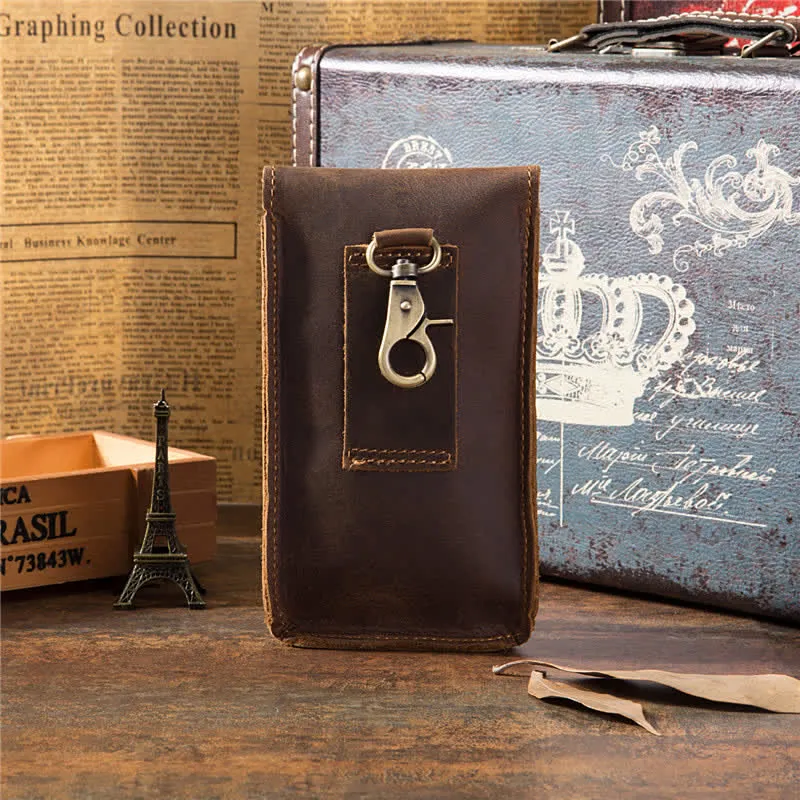 Skull Vertical Crazy Horse Mobile Phone Leather Belt Bag sold by FloralTrip product image thumbnail 2