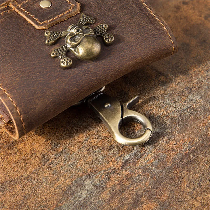 Skull Vertical Crazy Horse Mobile Phone Leather Belt Bag sold by FloralTrip product image thumbnail 4