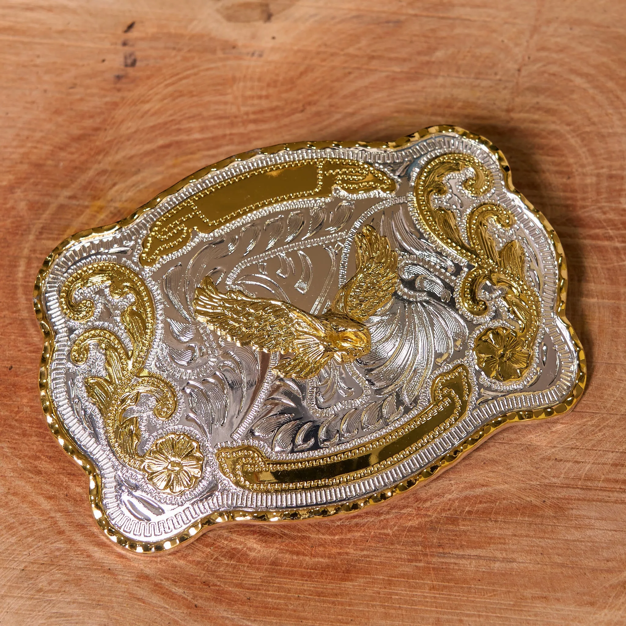 Gold Flying Eagle DIY Western Cowboy Buckle Leather Belt sold by FloralTrip product image thumbnail 2