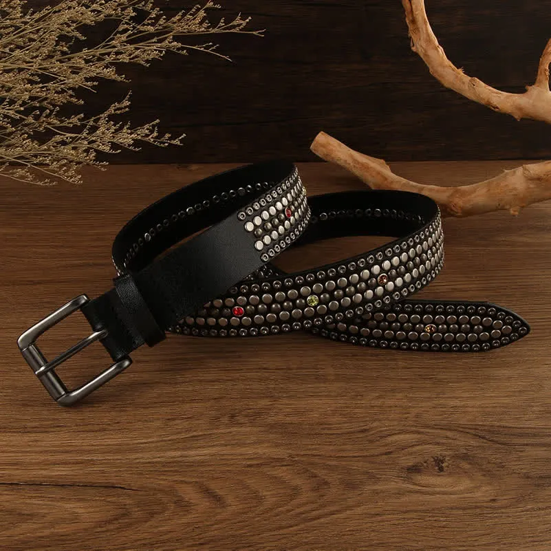 Fashion Crystal Studded Silver Round Rivet Leather Belt sold by FloralTrip product image thumbnail 2