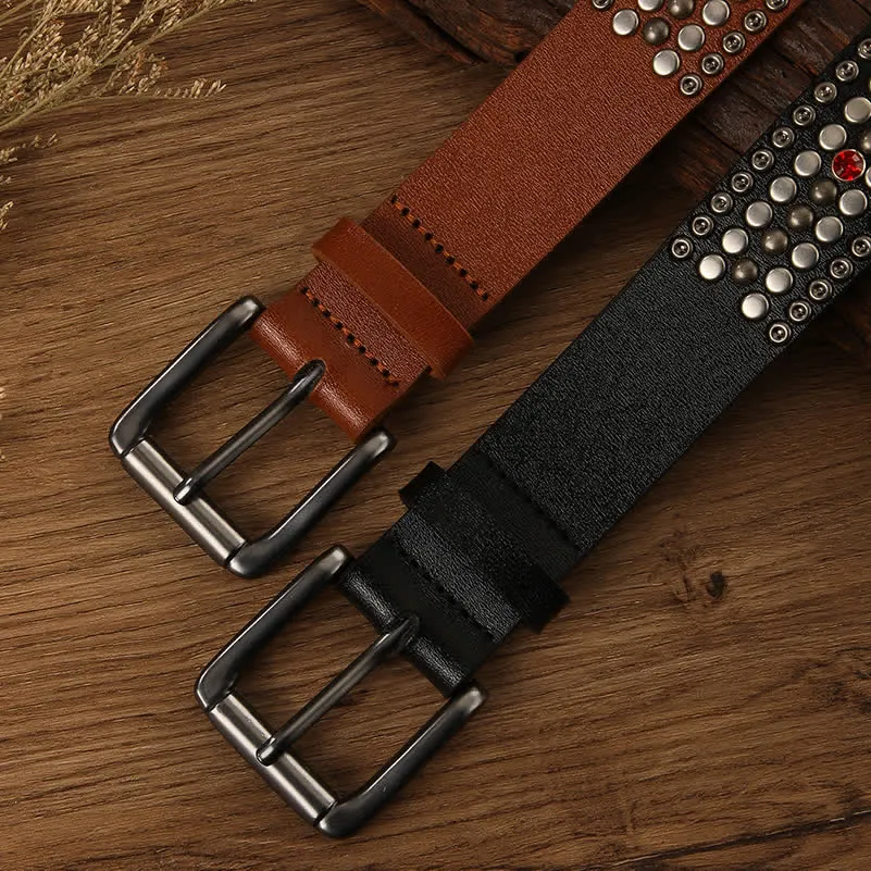 Fashion Crystal Studded Silver Round Rivet Leather Belt sold by FloralTrip product image thumbnail 4